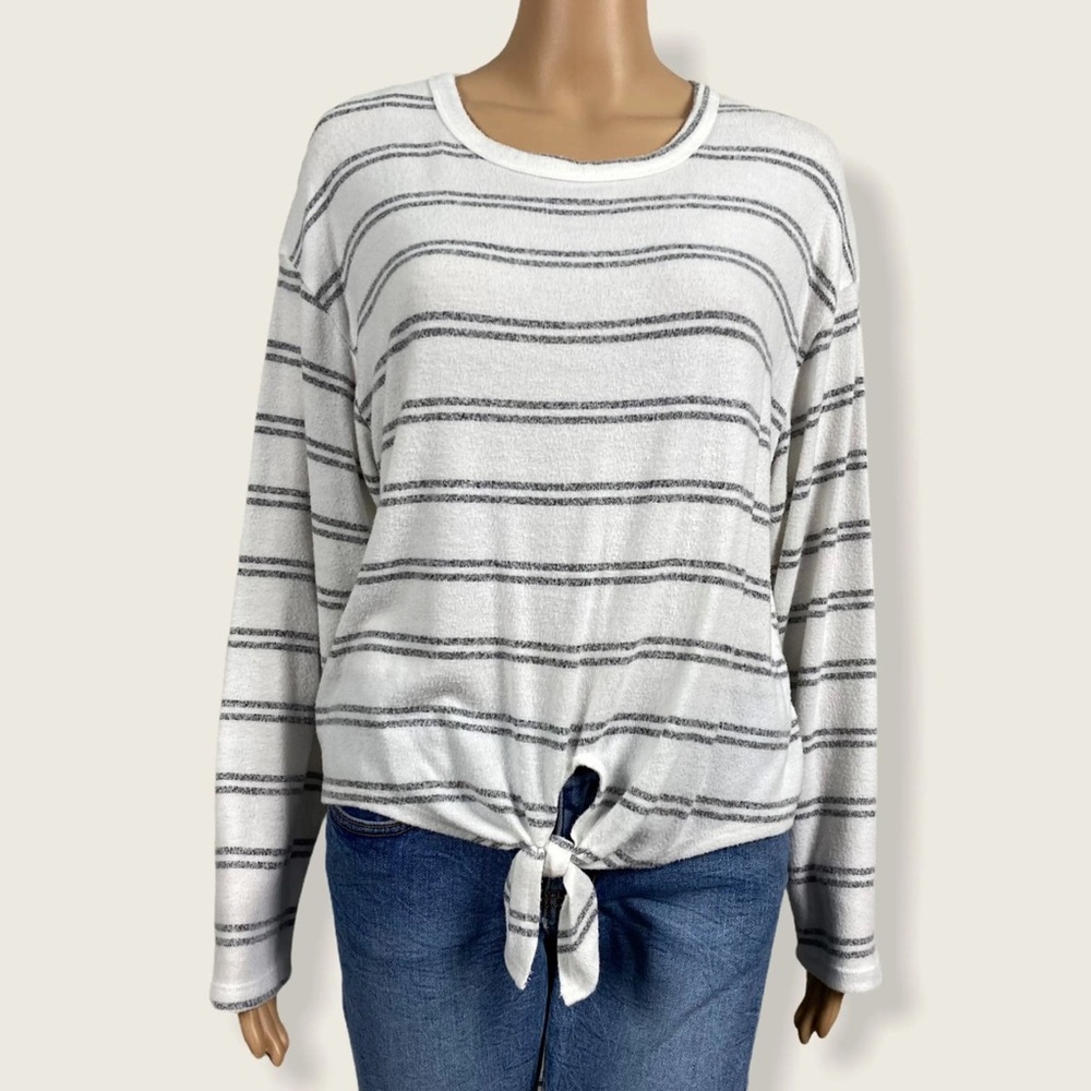 Caution to the Wind Tie-Front Scoop Neck Sweater